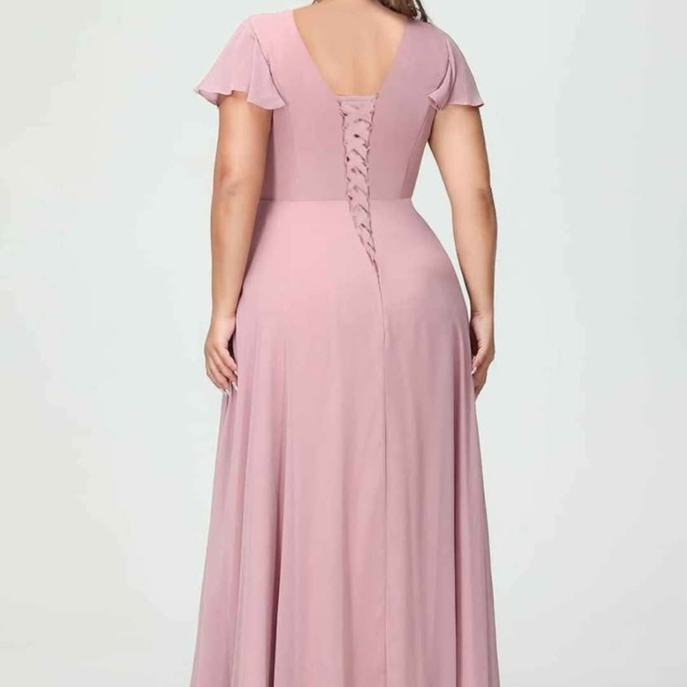 Amazon Green Flutter Sleeve Gown With Square Neck - image 2